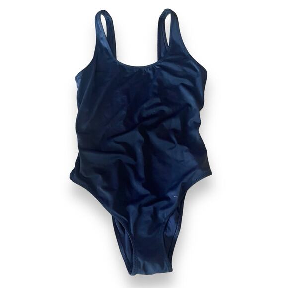 Lively One Piece Swim Suit Jet Black Low Cut Back Summer Size Xtra Small - Picture 1 of 6